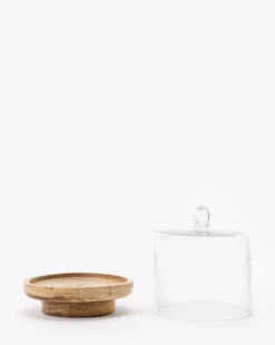 Glass Cloche With Wooden Base -Home Improvement Shop GlassClochewithWoodenBase MKTN1028 NAT OS D1