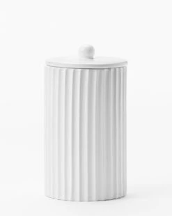 Fluted Lidded Bathroom Canister -Home Improvement Shop RibbedLiddedBathroomCanister MBTH0268 IVR L