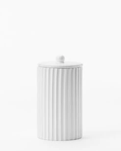 Fluted Lidded Bathroom Canister -Home Improvement Shop RibbedLiddedBathroomCanister MBTH0268 IVR S