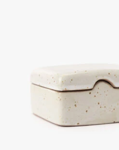 Stoneware Lidded Box -Home Improvement Shop StonewareLiddedBox MDCR2775 WHT OS D2 T